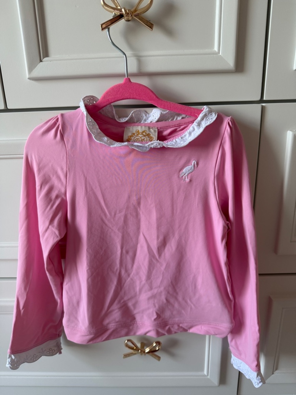 TBBC Swim Top with Lace Collar and Sleeve